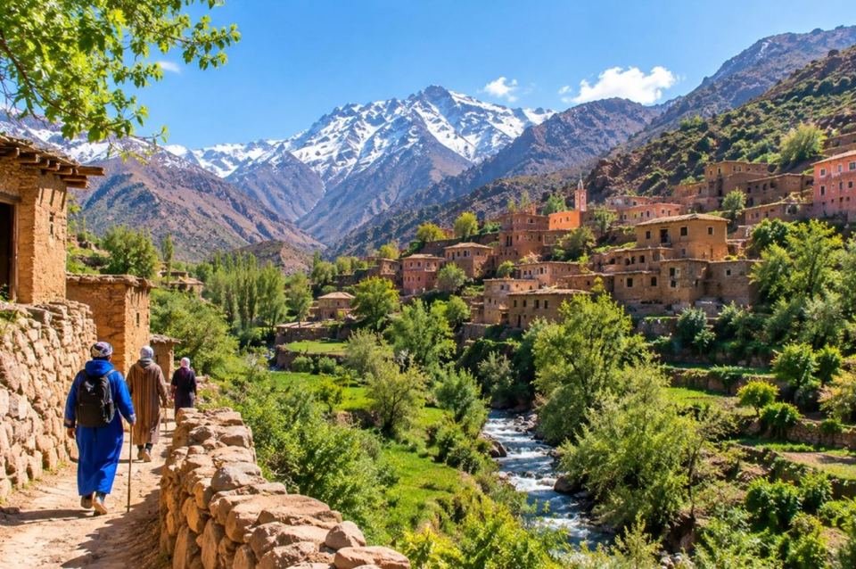 Traditional Berber village in Morocco's High Atlas Mountains on a day trip from Marrakech to the Three Valleys