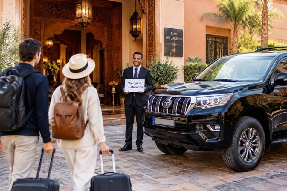 Private vehicle and driver ready for a hotel or riad pickup in Morocco